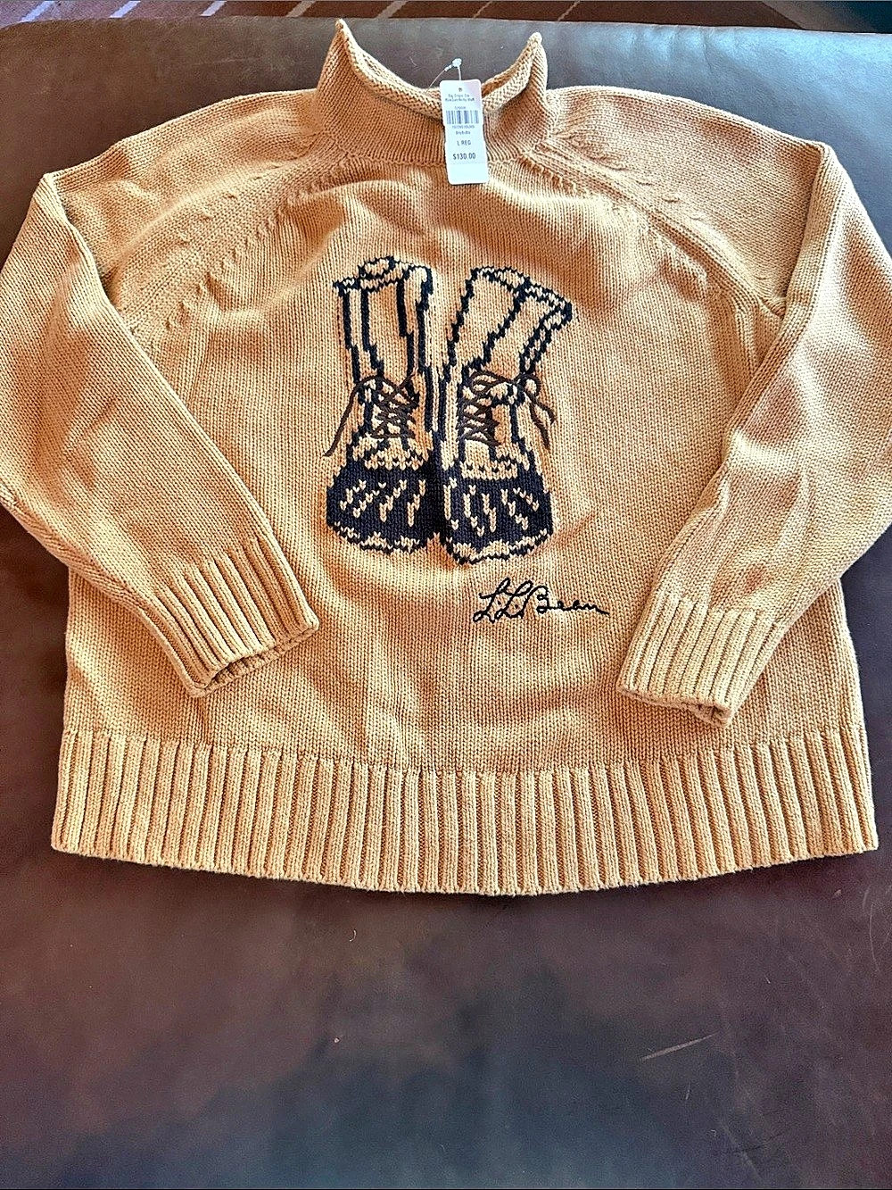 LL Bean Signature 1912 Boots Sweater Organic Cotton Sweater Size Large